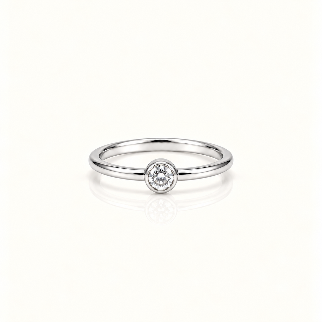 MINIMAL SINGLE STONE PROMISE SILVER RING