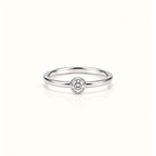 MINIMAL SINGLE STONE PROMISE SILVER RING
