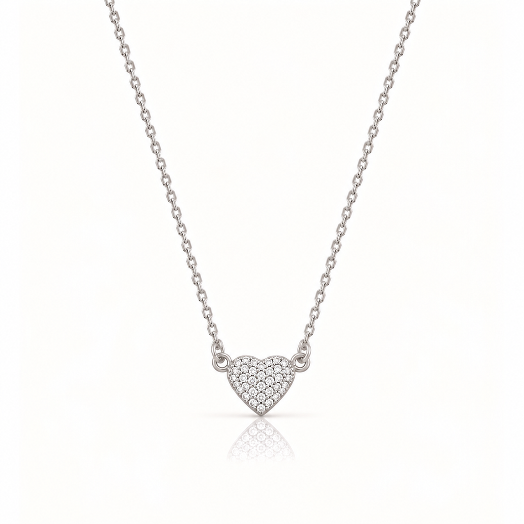 CRYSTAL HEART SILVER NECKLACE