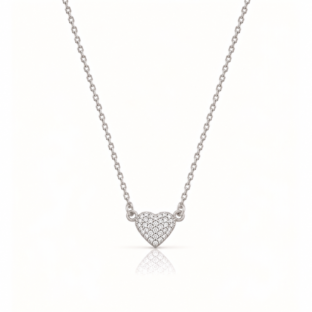 CRYSTAL HEART SILVER NECKLACE