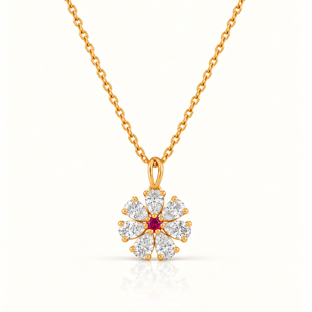 DAZZLE FLOWER SILVER NECKLACE